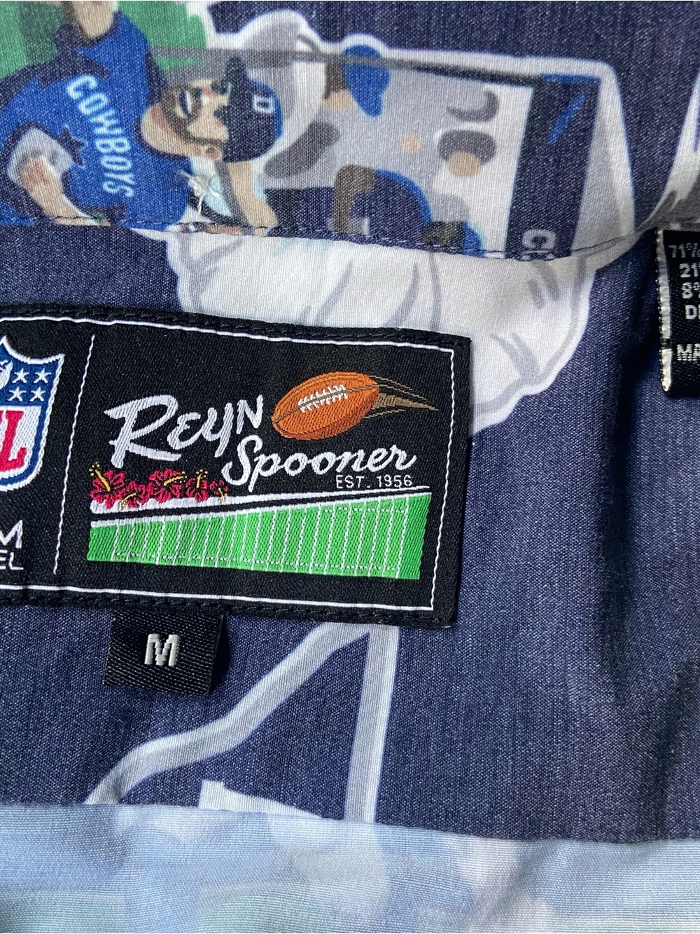 Reyn Spooner NFL Dallas Cowboys Hawaiian Aloha Shirt Mens M Blue Americas Team - Picture 2 of 8